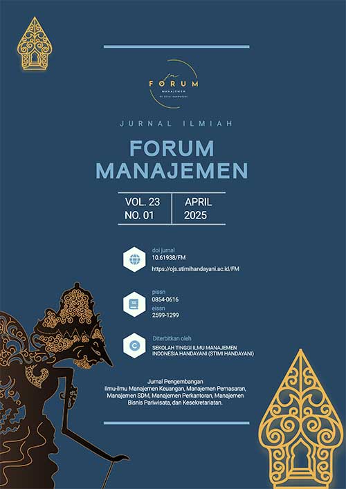 					View Vol. 23 No. 1 (2025): Jurnal Forum Manajemen April 2025
				
